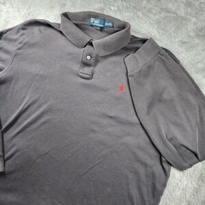 Polo Ralph Lauren Polo Shirt Mens 2XL Gray Long Sleeve Red Pony Cotton Casual